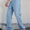 hoc men straight fit mid rise light blue jeansfaded clean look rise mid rise distressed clean look color light blue fit straight fit